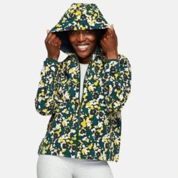 Outdoor Voices NWT RecTrek Hoodie Jacket Floral Blue Green Size S - Picture 14 of 14